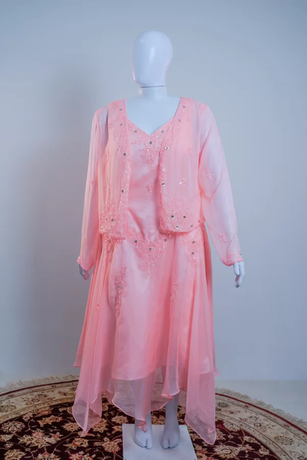 Vestido Midi Bordado Com Casaco